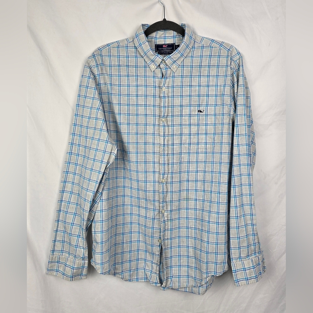 Vineyard Vines Shirt Slim Fit Tucker Plaid Long Sleeve Embroidered Logo sz L